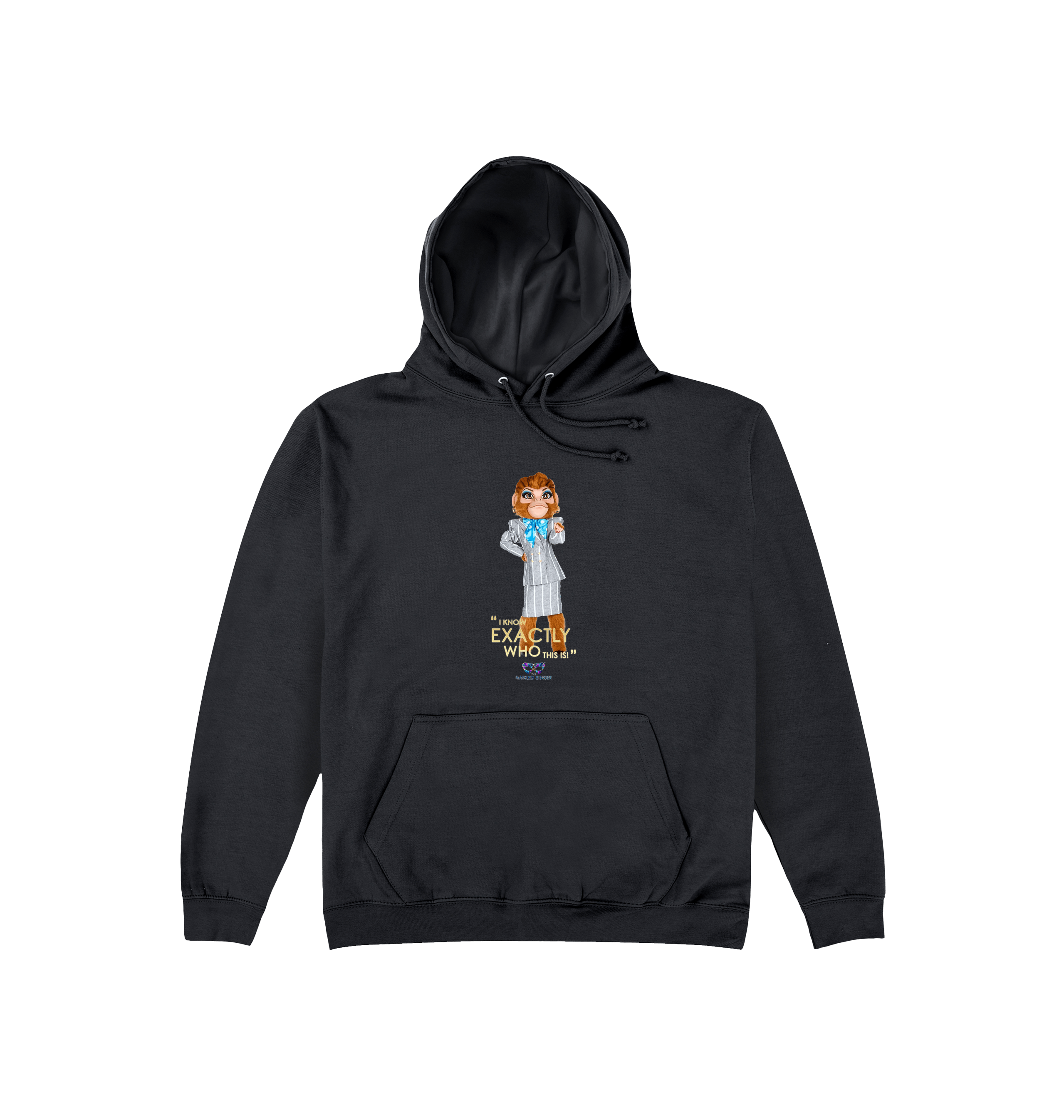 Jet Black Printed Hoody Front